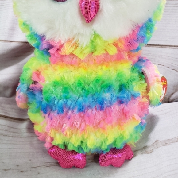 TY Gear Beanie Boos Owen Neon Rainbow Owl Plush Backpack Stuffed Animal 12 Inch - Picture 3 of 14